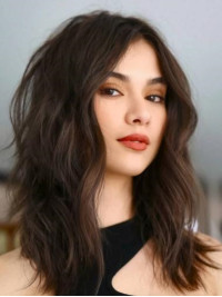14" Lace Front Wavy Without Bangs Glueless Wigs Human Hair