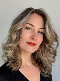 Best 14" Without Bangs Wavy Ombre/2 Tone Shoulder Length Wigs