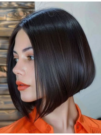 Black Bob Capless Real Human Hair Wigs 10" Chin Length Straight Wigs