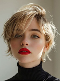 Short Wigs 6" Straight Monofilament Blonde 100% Human Hair Wigs