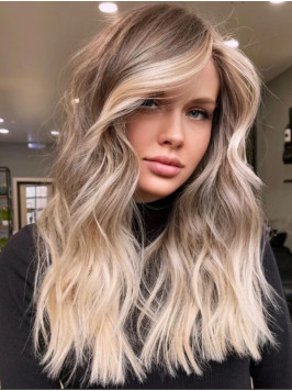 Long 18" Lace Front Blonde Highlights Wigs 10...