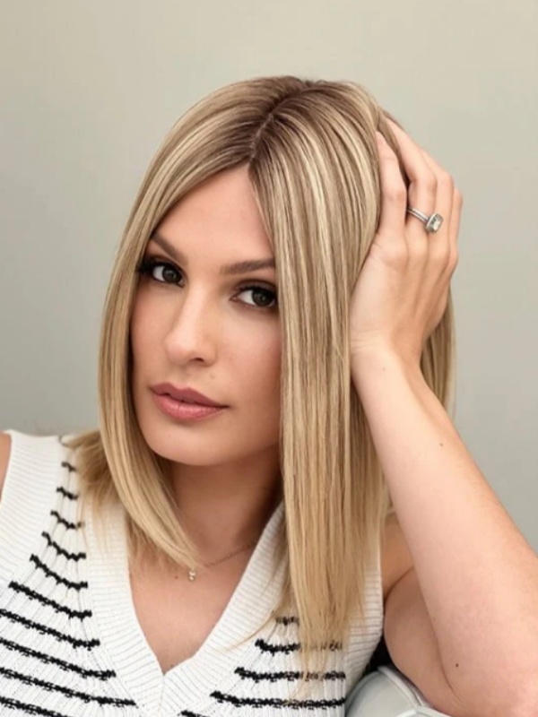 14" Bob Capless Shoulder Length Straight Human Hair Wig