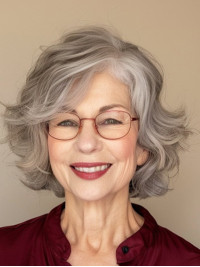 Grey Wigs Human Hair 10" Wavy Layered Wigs