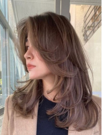 14" Shoulder Length Layered Capless Brown Straight Wigs