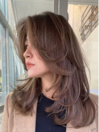 14" Shoulder Length Layered Capless Brown Straight Wigs