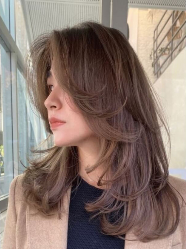 14" Shoulder Length Layered Capless Brown Straight Wigs