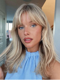 Human Hair Wigs With Bangs Straight Blonde Long Wigs