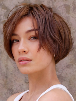 Short Bob Wigs 8" Straight Auburn Remy Human ...