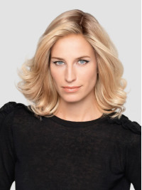 14" Human Hair Capless Without Bangs Blonde Wigs