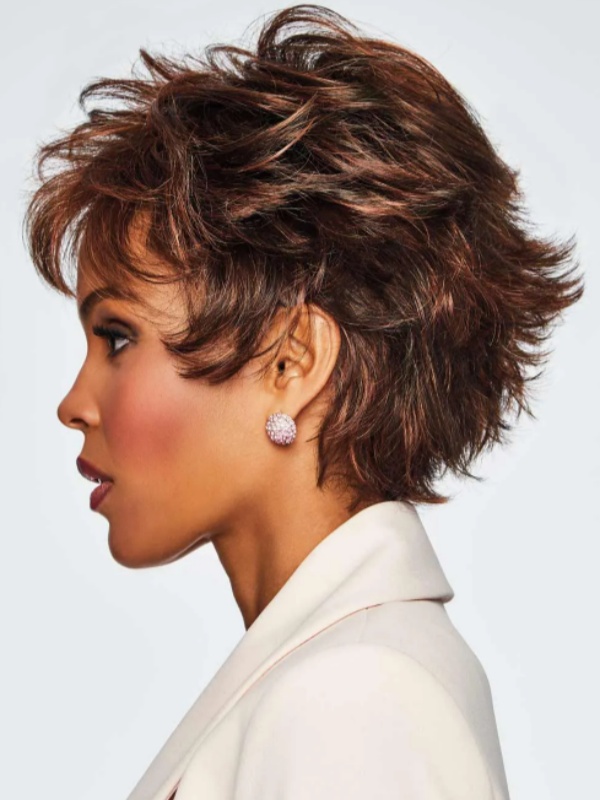 Short Human Hair Layered Ombre Capless Wigs