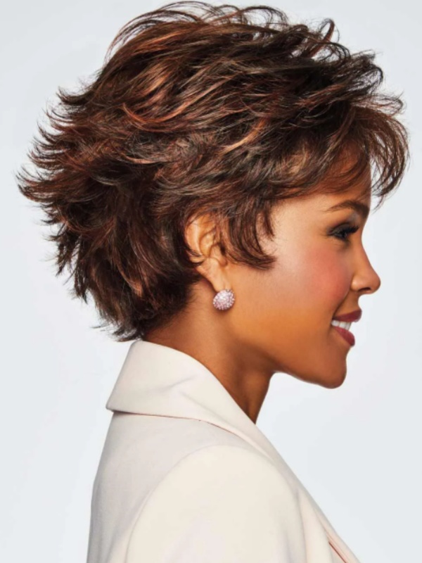 Short Human Hair Layered Ombre Capless Wigs