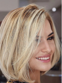 Blonde Bob Wigs Remy Human Hair 12" Chin Length Straight Wigs