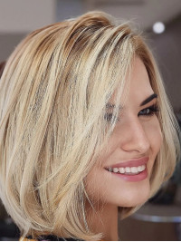 Blonde Bob Wigs Remy Human Hair 12" Chin Length Straight Wigs