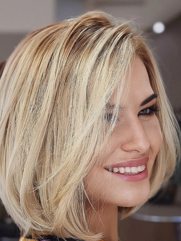 Blonde Bob Wigs Remy Human Hair 12" Chin Length Straight Wigs