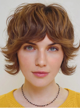 Short Bob Wigs 8" Wavy Remy Human Hair Caples...