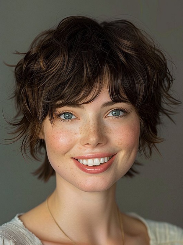 Lace Real Hair Wigs 10" Wavy Brown With Bangs Chin Length Wigs