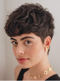 Short Curly Wigs Remy Human Hair Brown Boycuts 6" Wigs
