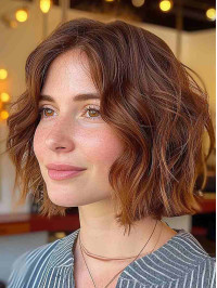 12" Wavy Without Bangs Chin Length Auburn Wigs