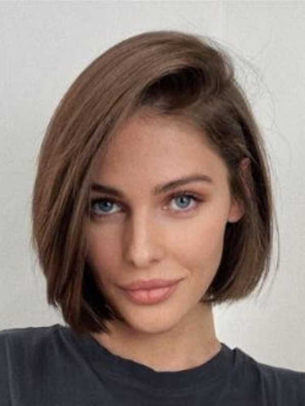 Brown Bob Wig 10" Remy Human Hair Straight Wigs
