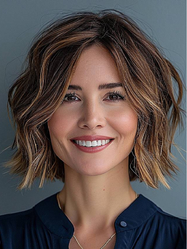 12" Wavy Ombre/2 Tone Without Bangs Capless Chin Length Wigs