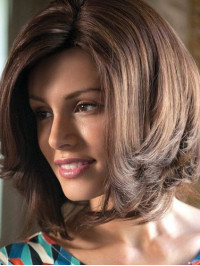 Bobs Remy Human Hair Brown Wavy Handmade Wigs