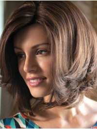 Bobs Remy Human Hair Brown Wavy Handmade Wigs