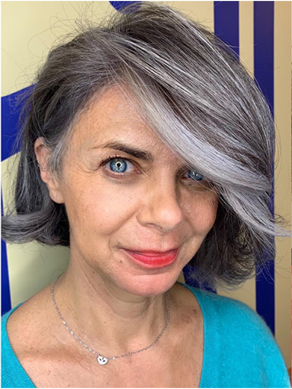 Bobs 10" Wavy Chin Length Grey Human Hair Wigs For Ladies