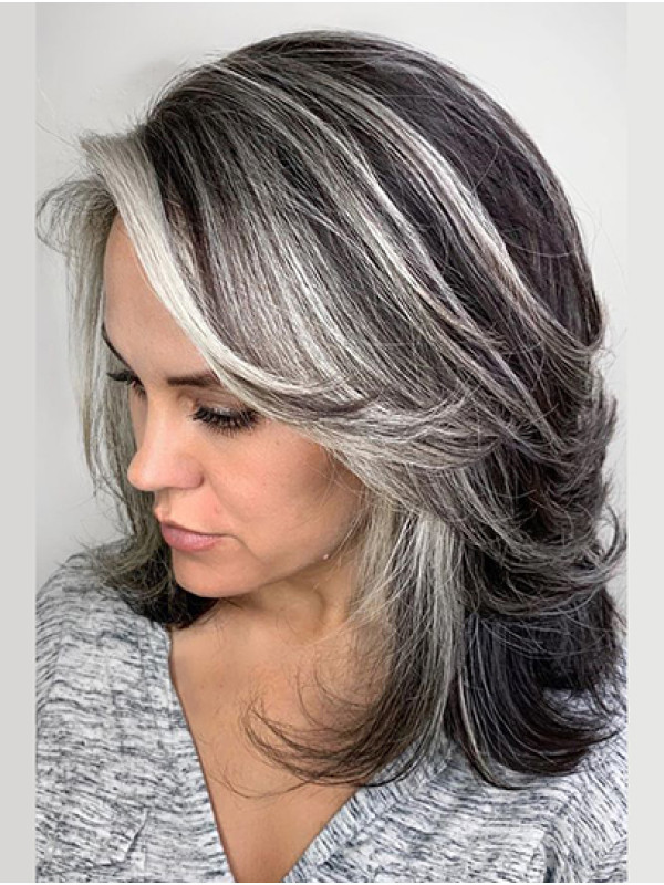 Layered Remy Human Hair Lace Front Wavy Long Wigs For Women