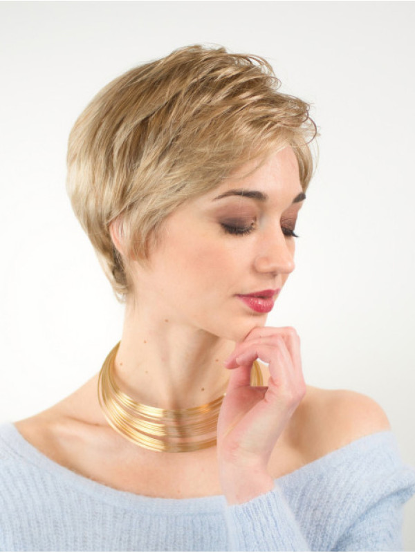 Exquisite Boycuts Short Blonde Synthetic Straight Lace Wigs