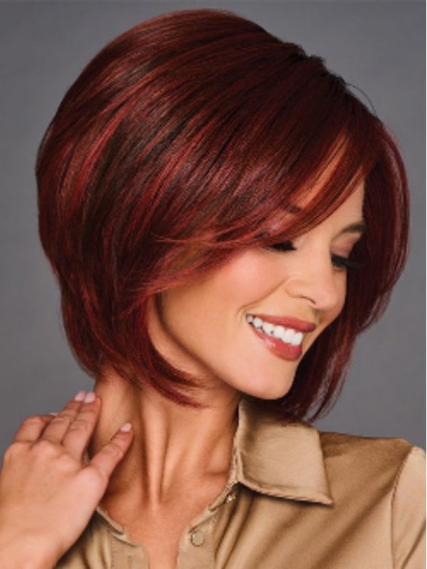 Chin Length Trendy Synthetic Hand-Tied Top Wigs