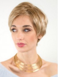 Exquisite Short Blonde Synthetic Straight Lace Front Wigs