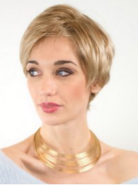Exquisite Short Blonde Synthetic Straight Lace Front Wigs