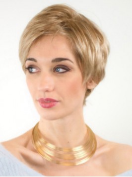 Exquisite Short Blonde Synthetic Straight Lace Fro...