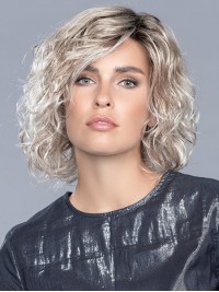 Chin-Length Layered Blonde Curly Synthetic Wigs