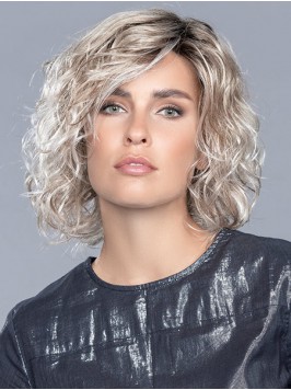 Chin-Length Layered Blonde Curly Synthetic Wigs