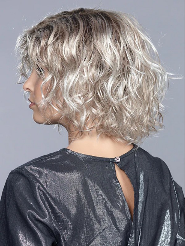 Chin-Length Layered Blonde Curly Synthetic Wigs