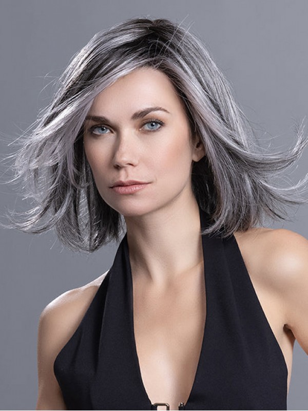 Grey Straight Bobs Lace Front Wigs