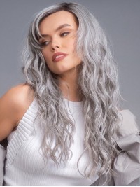 Long Charming Wavy Grey Synthetic Wigs