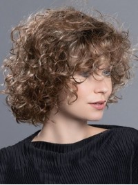 Designed Brown Curly Chin Length Classic Wigs