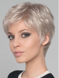 Straight Grey Synthetic Lace Front Wigs