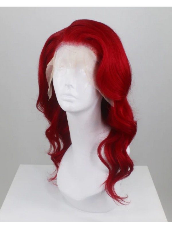 Long Red Wavy Synthetic Lace Front Wigs