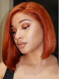 Ginger Human Hair Lace Front Bob Wigs