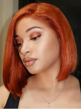 Ginger Human Hair Lace Front Bob Wigs