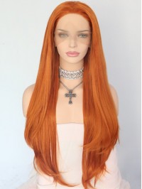 Long Natural Halloween Lace Front Ginger Human Hair