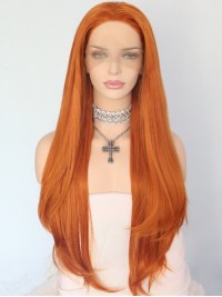 Long Natural Halloween Lace Front Ginger Human Hair