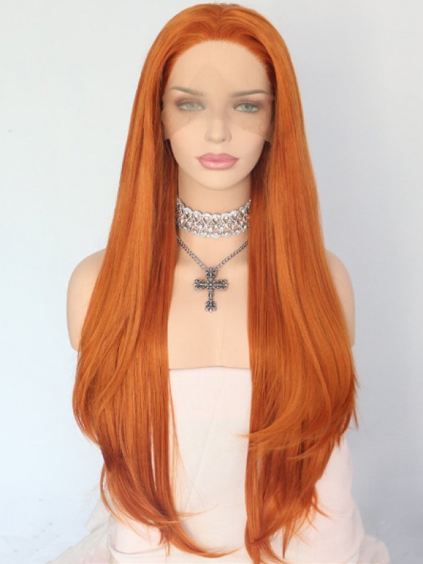 Long Natural Halloween Lace Front Ginger Human Hair