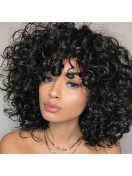 Fluffy Natural Short Curly Synthetic Wigs For Blac...