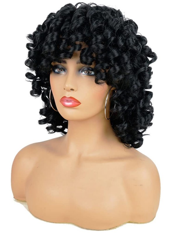 Fluffy Natural Short Curly Synthetic Wigs For Black Women