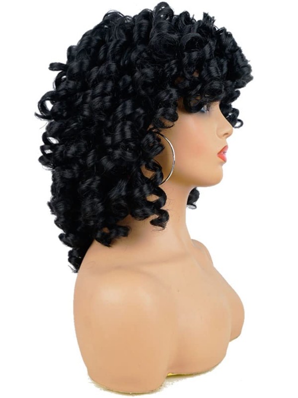 Fluffy Natural Short Curly Synthetic Wigs For Black Women