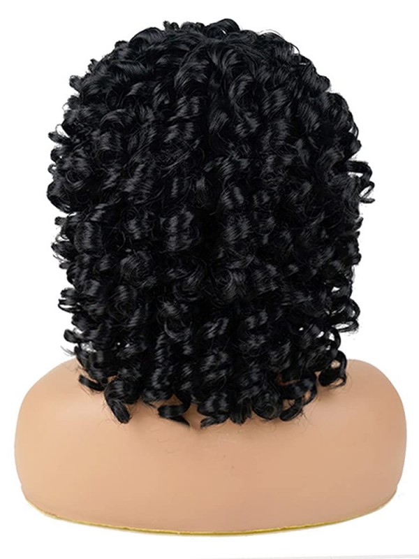 Fluffy Natural Short Curly Synthetic Wigs For Black Women